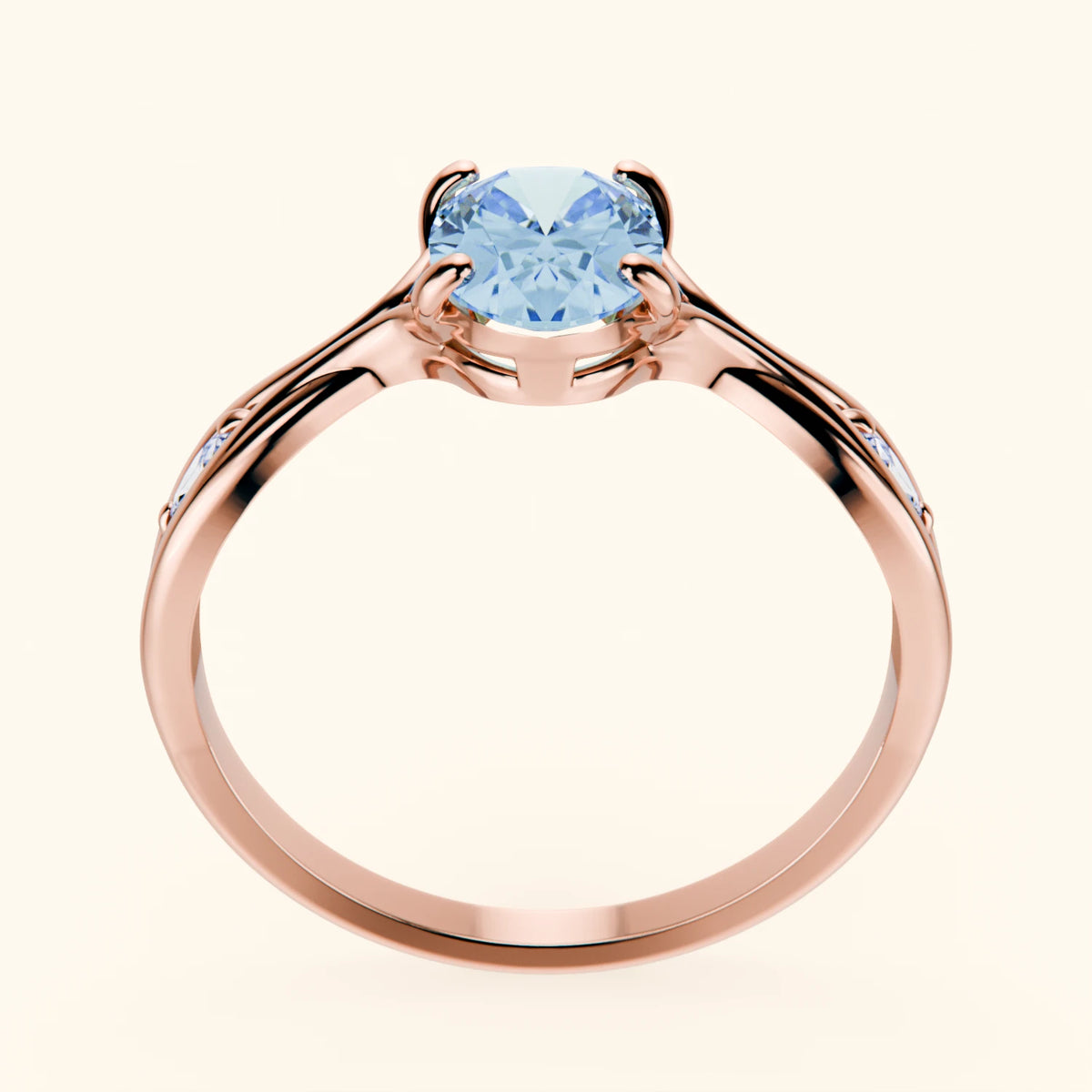 Engagement Ring Diademe - 1.25ct Lab Blue Diamond with Natural Diamond Side Stones
