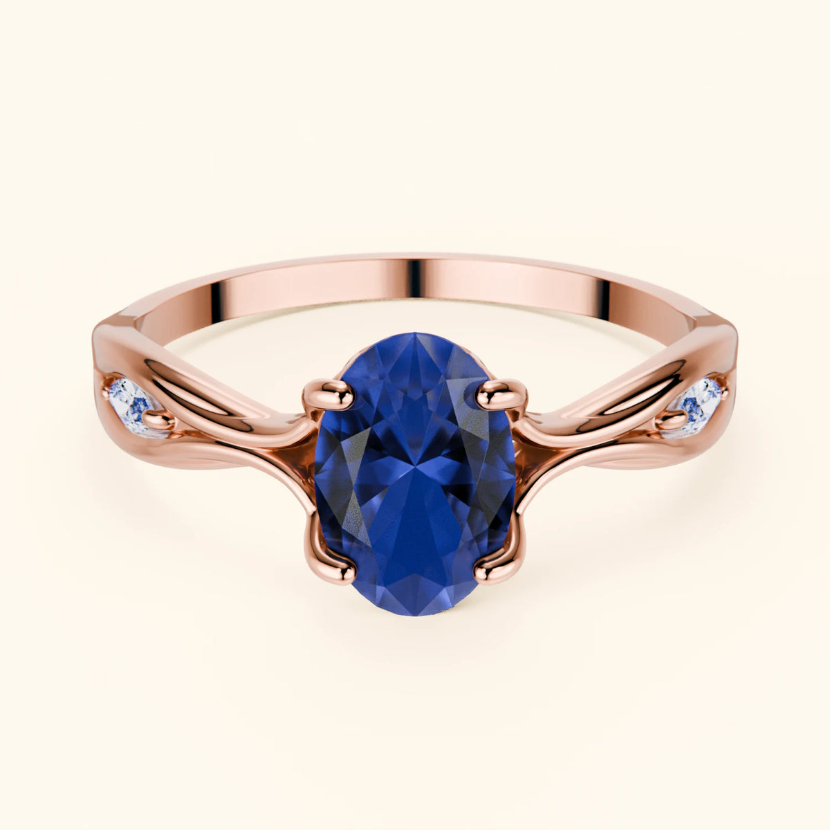Engagement Ring Diademe - 1.75ct Natural Blue Sapphire with Lab Diamond Side Stones