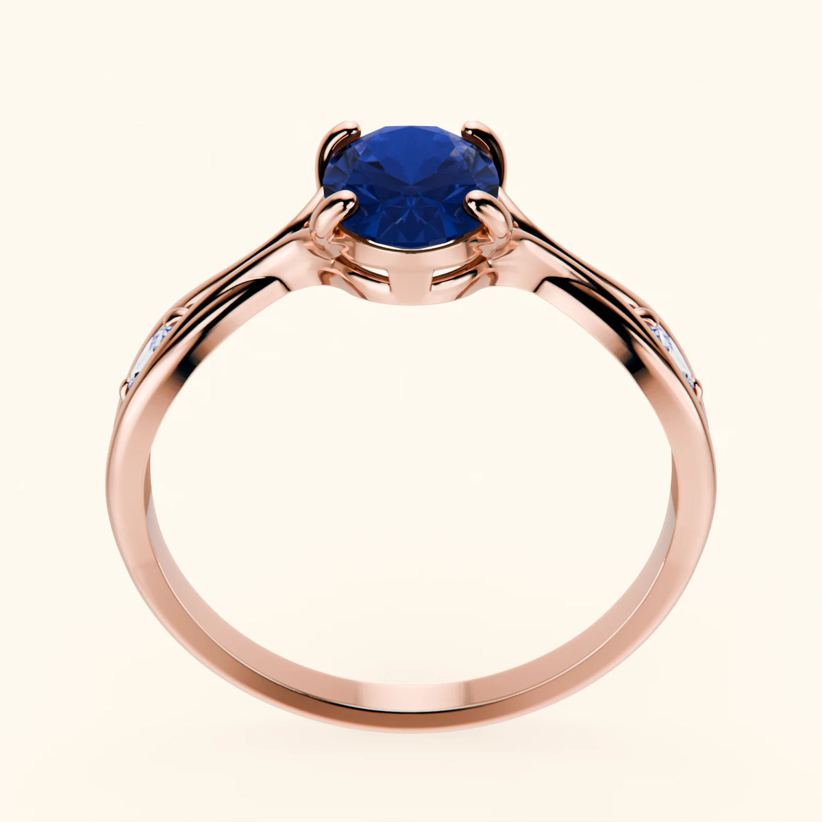 Engagement Ring Diademe - 1.75ct Natural Blue Sapphire with Lab Diamond Side Stones