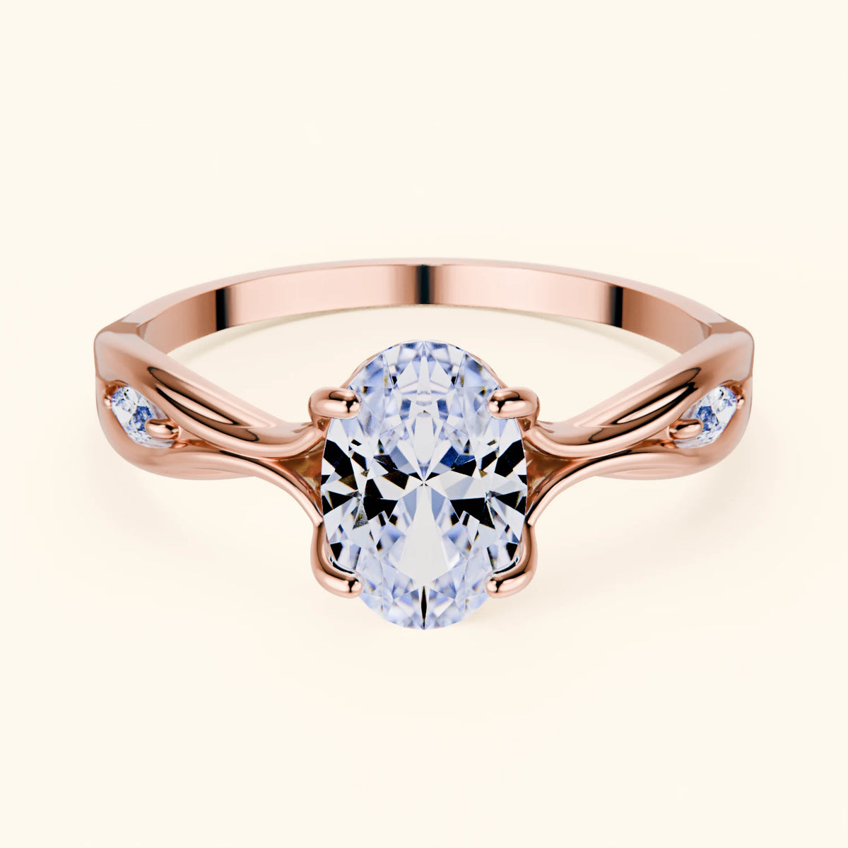 Engagement Ring Diademe - 1.25ct Lab Diamond with Natural Diamond Side Stones