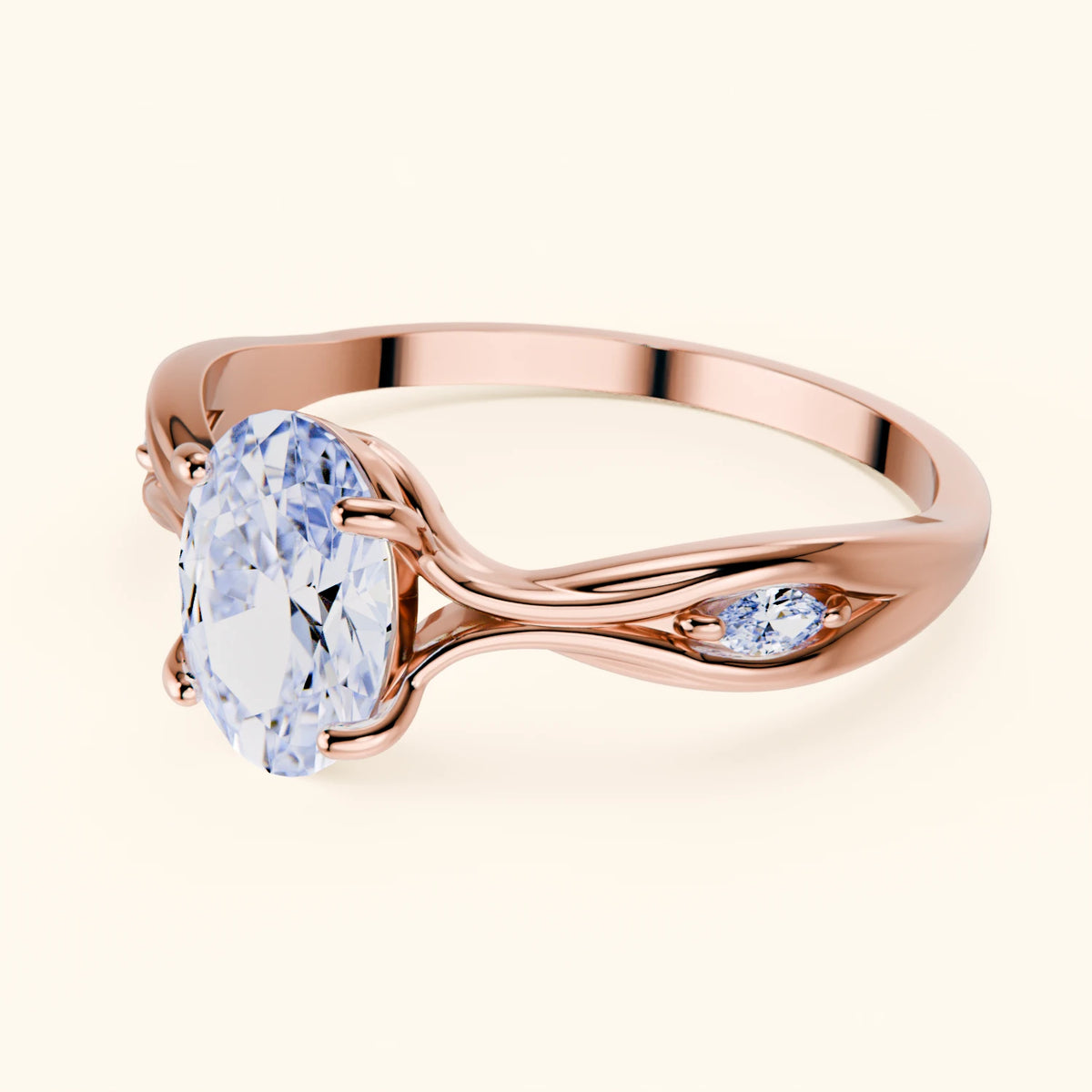 Engagement Ring Diademe - 1.25ct Lab Diamond with Natural Diamond Side Stones