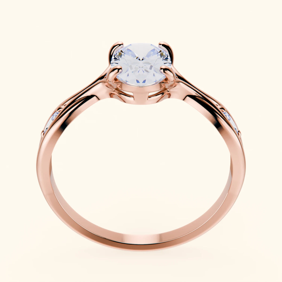 Engagement Ring Diademe - 1.25ct Lab Diamond with Natural Diamond Side Stones