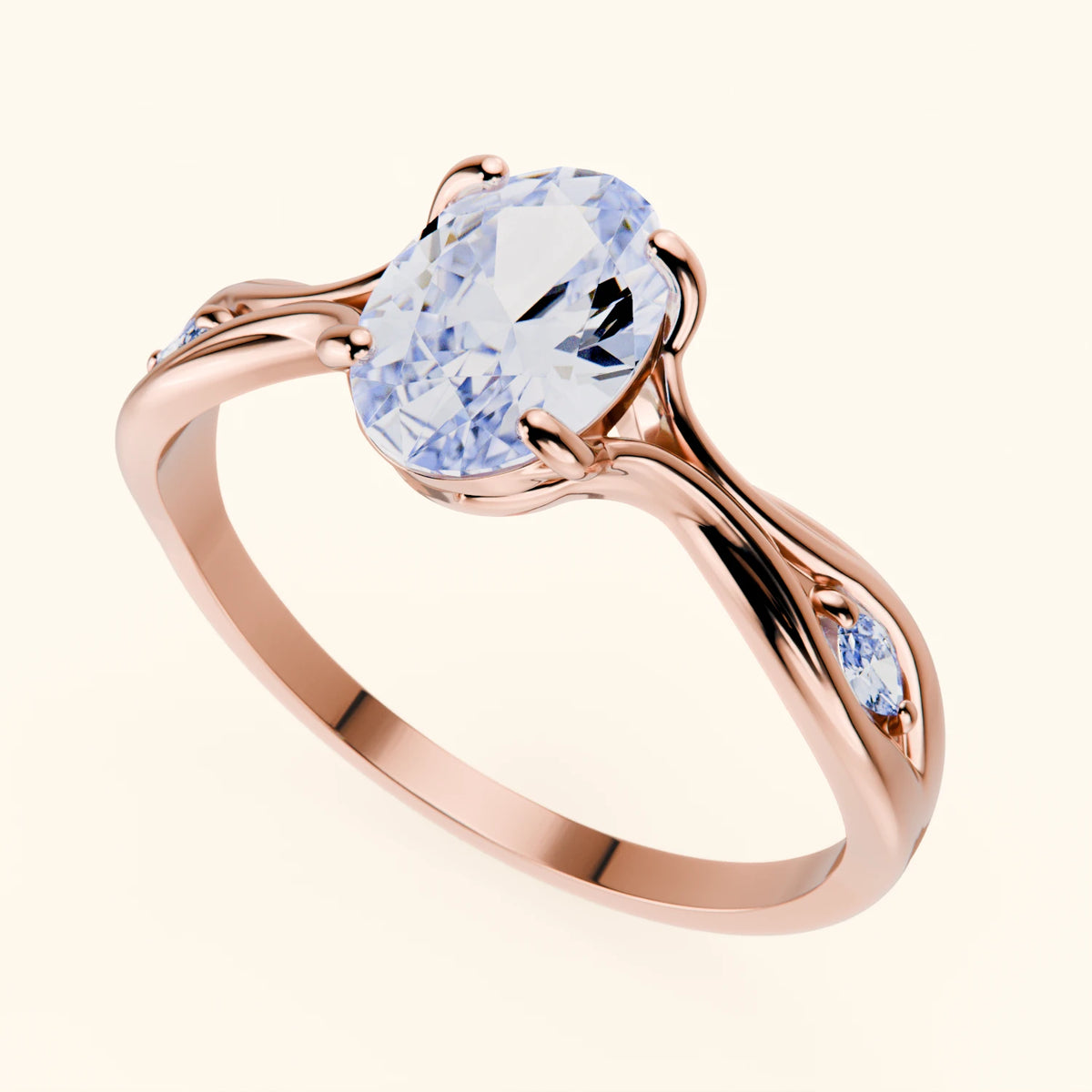 Engagement Ring Diademe - 1.25ct Lab Diamond with Natural Diamond Side Stones
