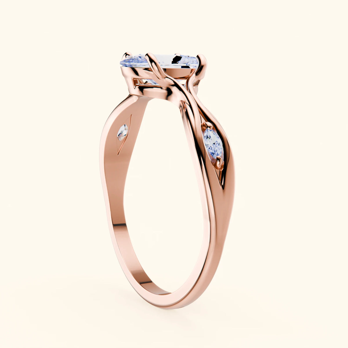 Engagement Ring Diademe - 1.25ct Lab Diamond with Natural Diamond Side Stones