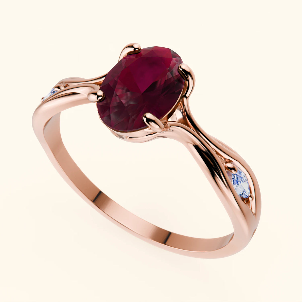 Engagement Ring Diademe - 1.75ct Natural Ruby with Natural Diamond Side Stones