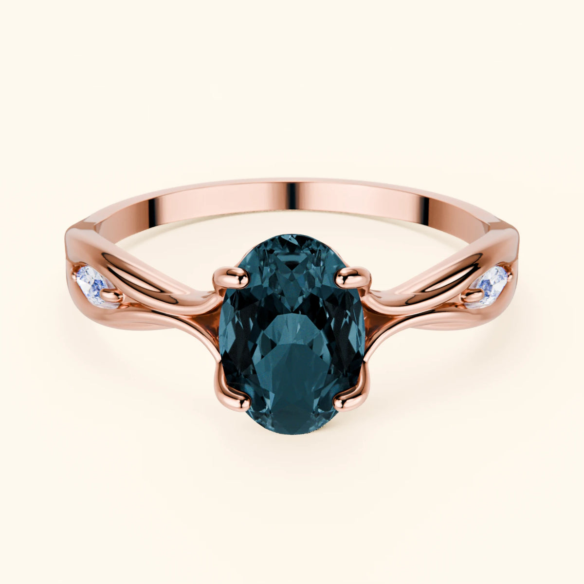 Engagement Ring Diademe - 1.50ct London Blue Topaz with Lab Diamond Side Stones