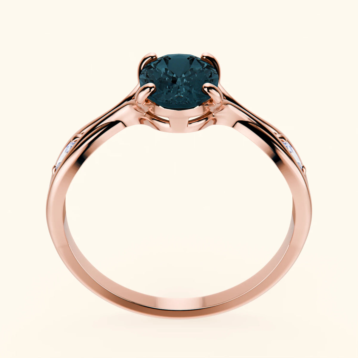 Engagement Ring Diademe - 1.50ct London Blue Topaz with Lab Diamond Side Stones