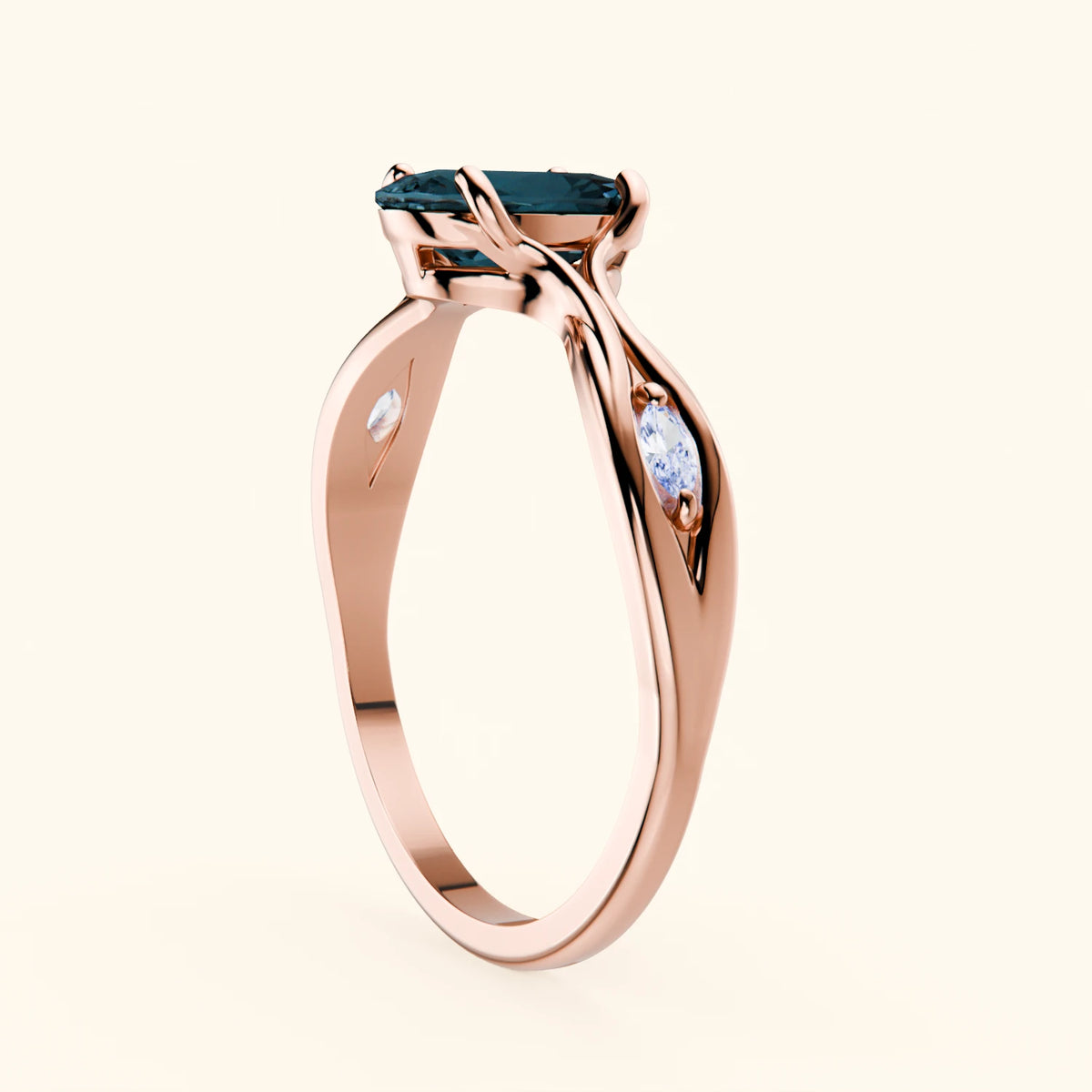 Engagement Ring Diademe - 1.50ct London Blue Topaz with Lab Diamond Side Stones