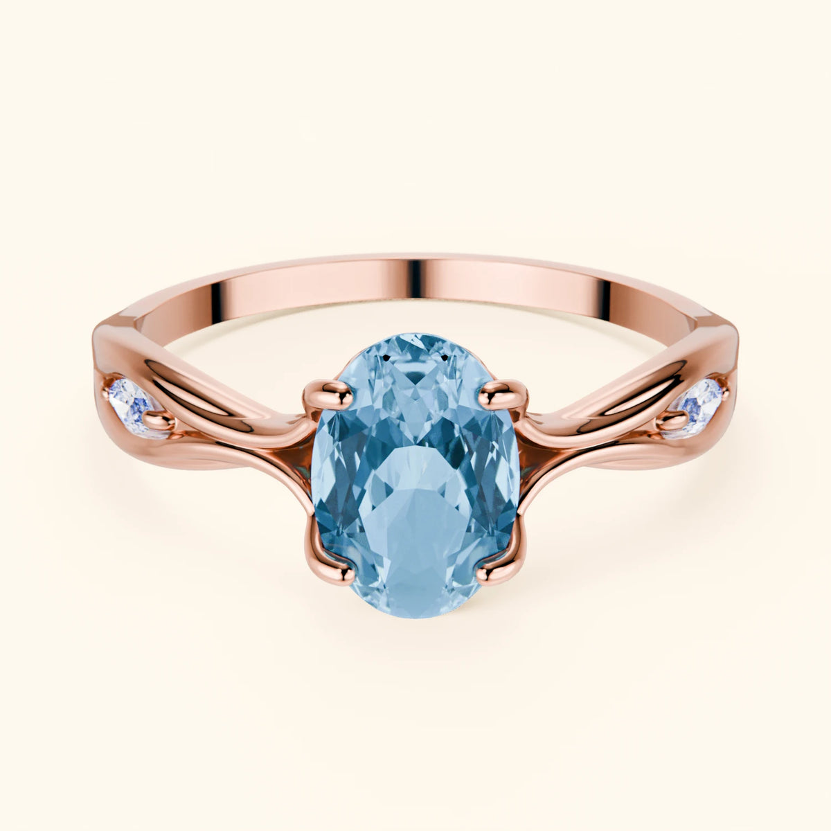 Engagement Ring Diademe - 1.50ct Swiss Blue Topaz with Natural Diamond Side Stones