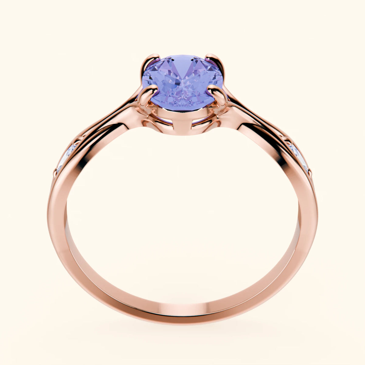 Pierścionek zaręczynowy Diademe – Tanzanit 1,45 ct, kamienie boczne: diament naturalny