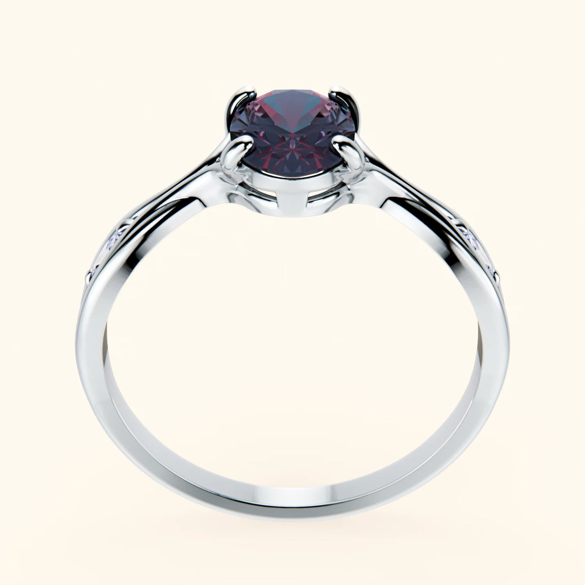 Engagement Ring Diademe - 1.60ct Lab Alexandrite with Lab Diamond Side Stones