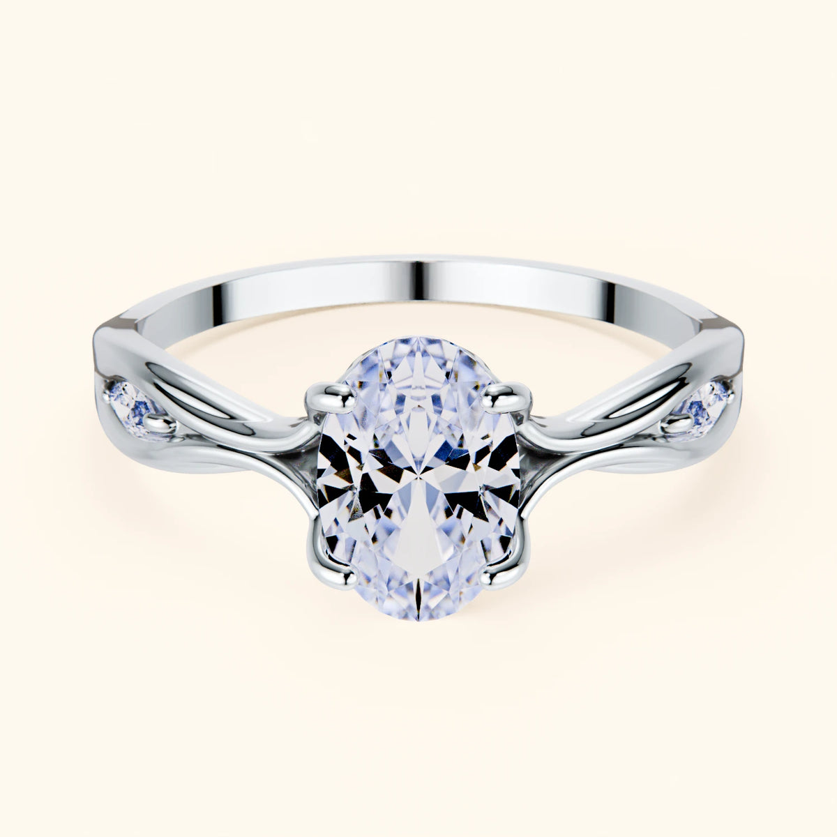 Engagement Ring Diademe - 1.25ct Lab Diamond with Natural Diamond Side Stones