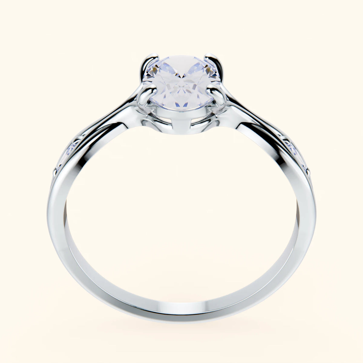 Engagement Ring Diademe - 1.25ct Lab Diamond with Natural Diamond Side Stones