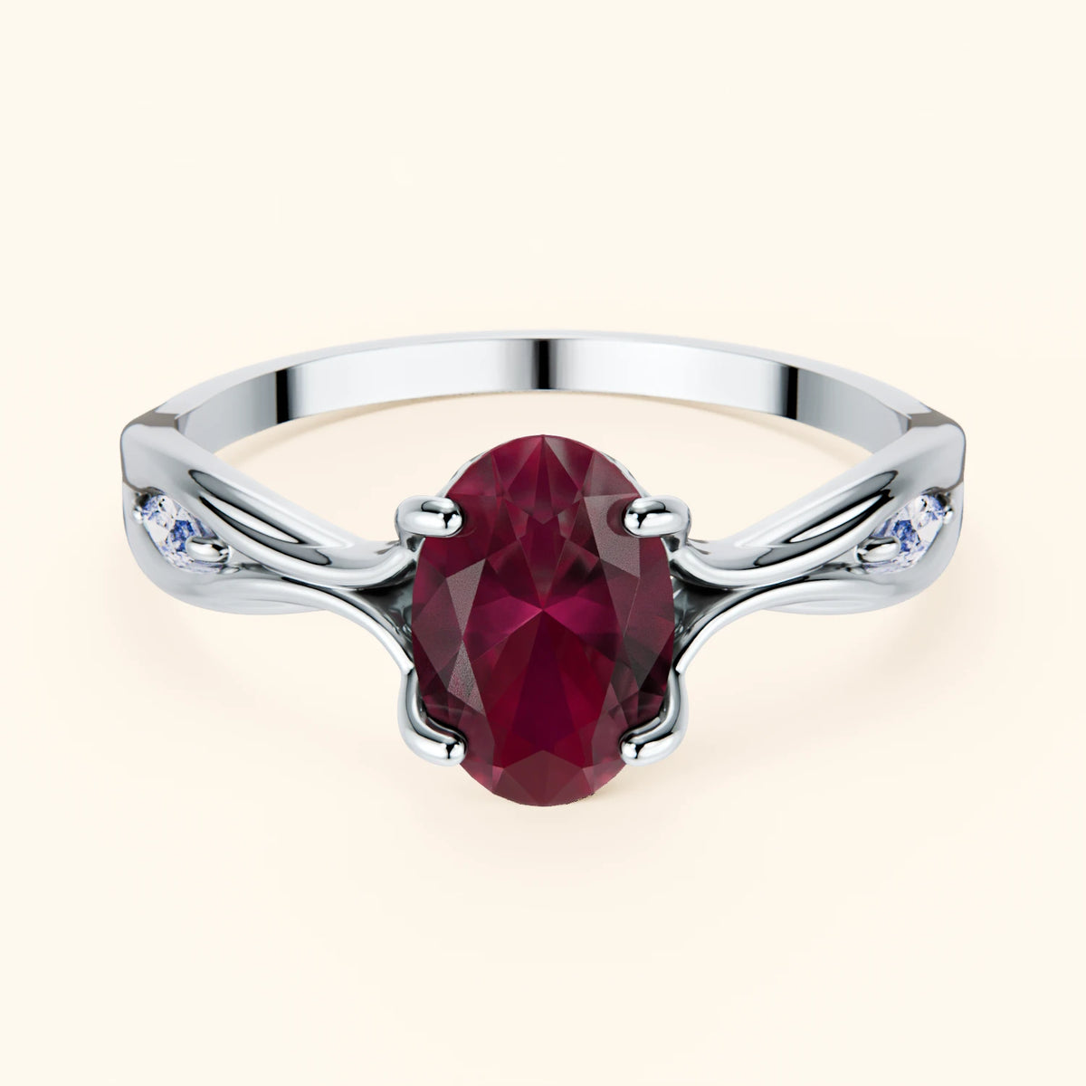 Engagement Ring Diademe - 1.75ct Natural Ruby with Natural Diamond Side Stones