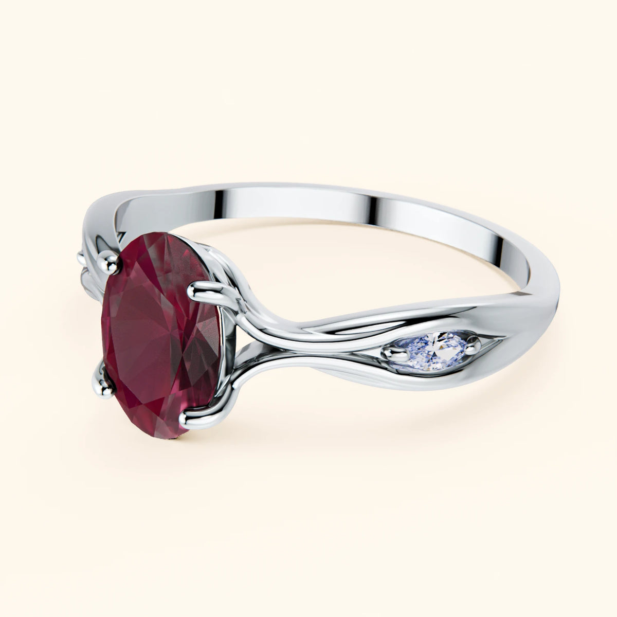 Engagement Ring Diademe - 1.75ct Natural Ruby with Natural Diamond Side Stones