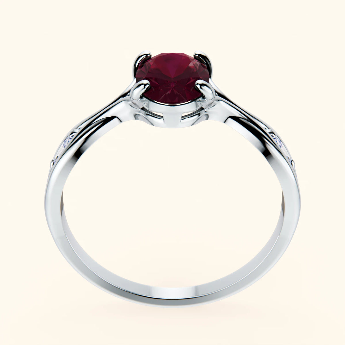 Engagement Ring Diademe - 1.75ct Natural Ruby with Natural Diamond Side Stones