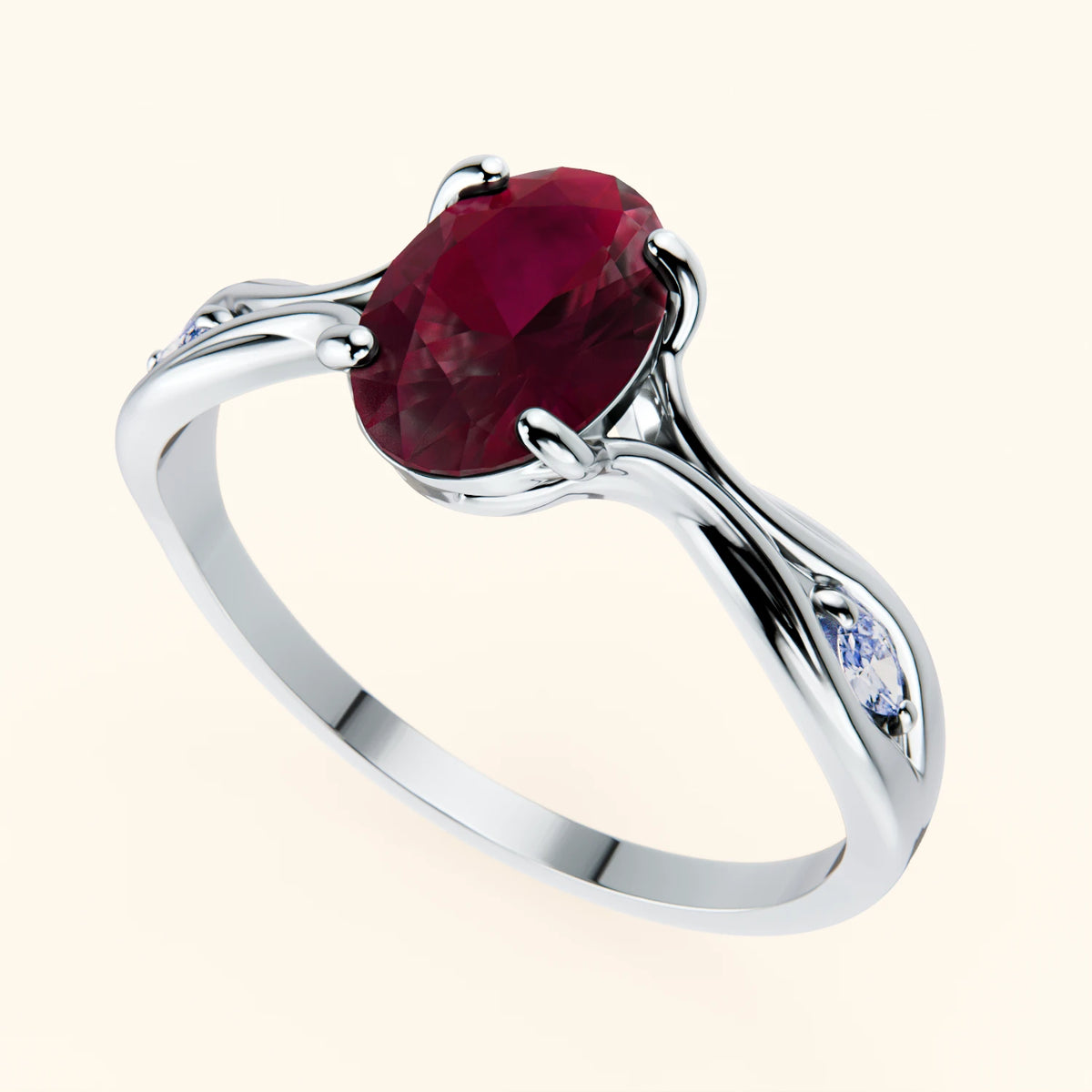Engagement Ring Diademe - 1.75ct Natural Ruby with Natural Diamond Side Stones