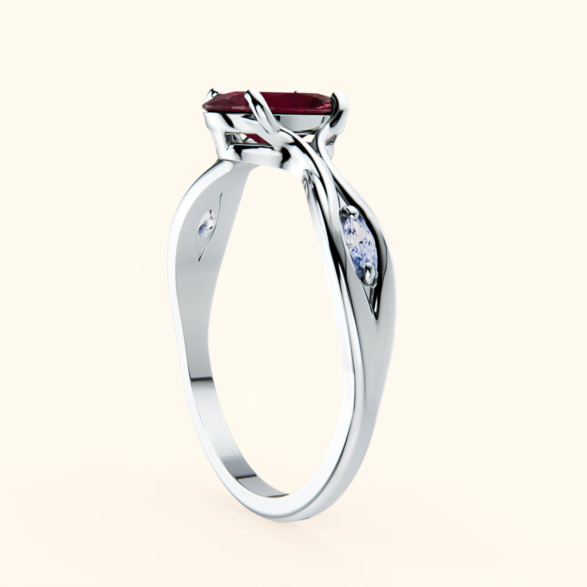 Engagement Ring Diademe - 1.75ct Natural Ruby with Natural Diamond Side Stones