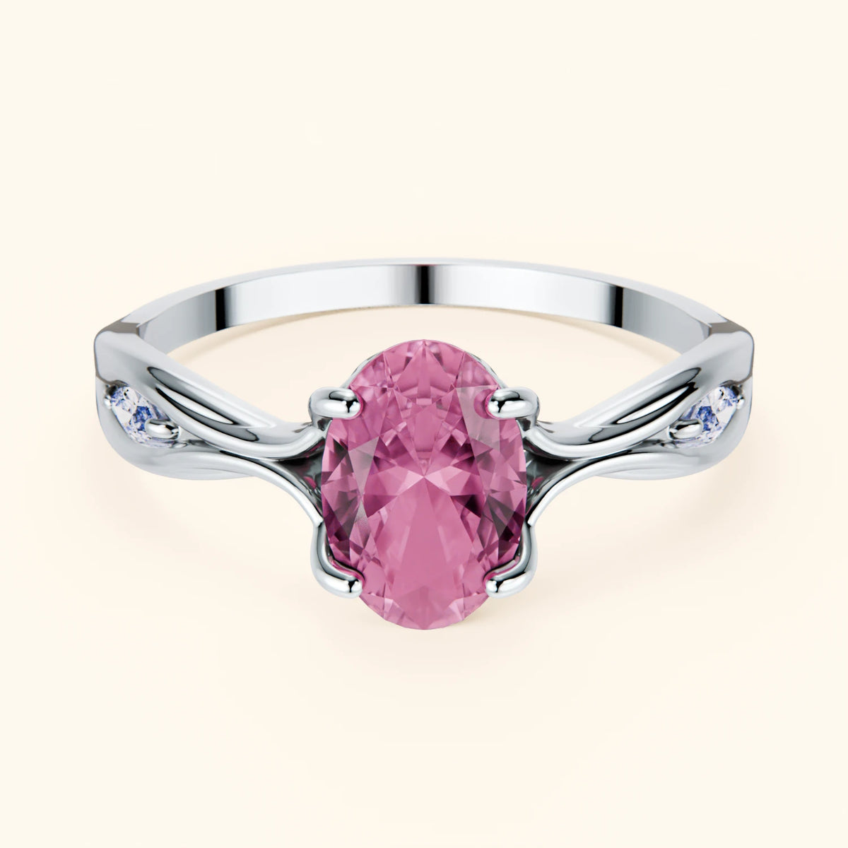 Pierścionek zaręczynowy Diademe – Różowy szafir naturalny 1,75 ct, kamienie boczne: diament naturalny