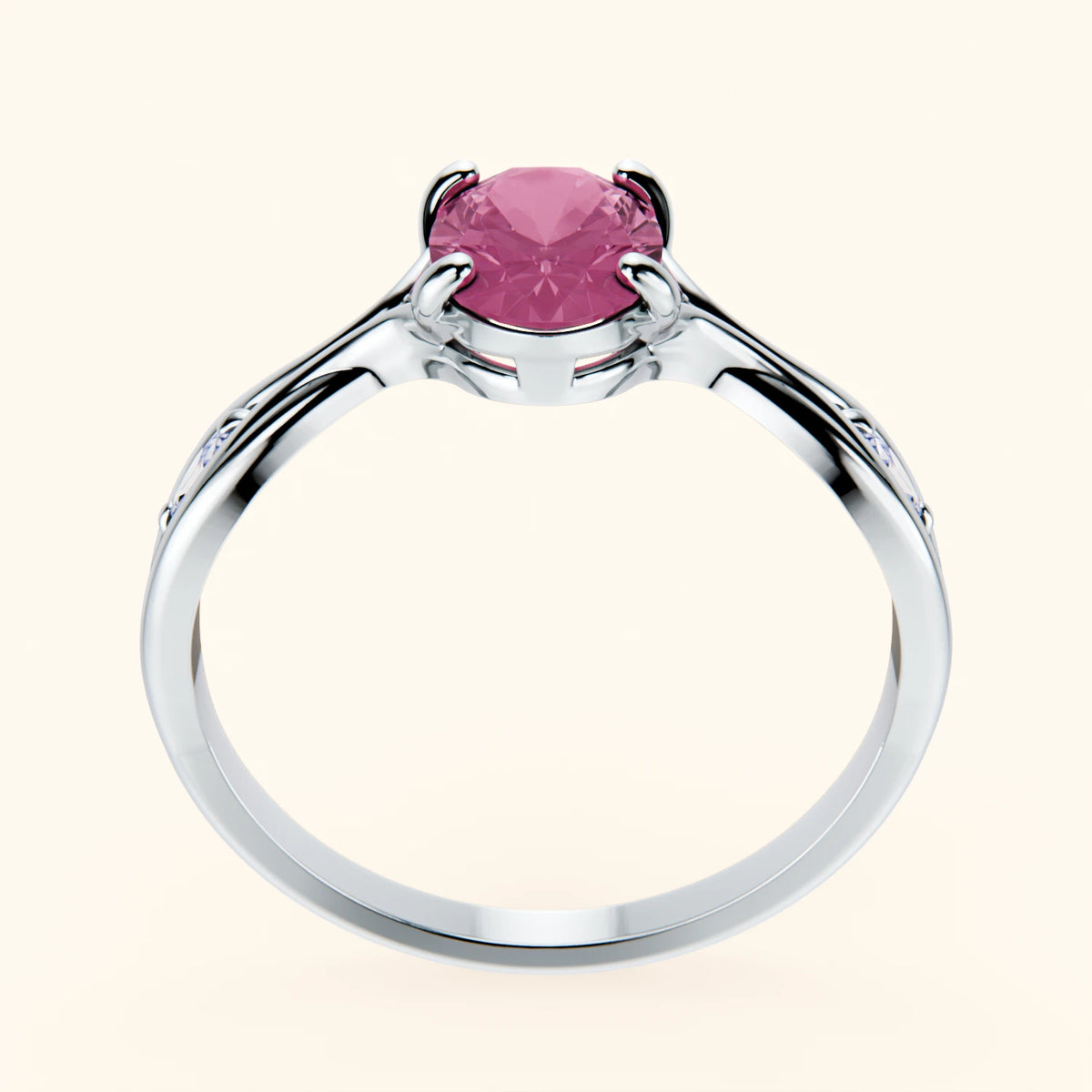 Pierścionek zaręczynowy Diademe – Różowy szafir naturalny 1,75 ct, kamienie boczne: diament naturalny