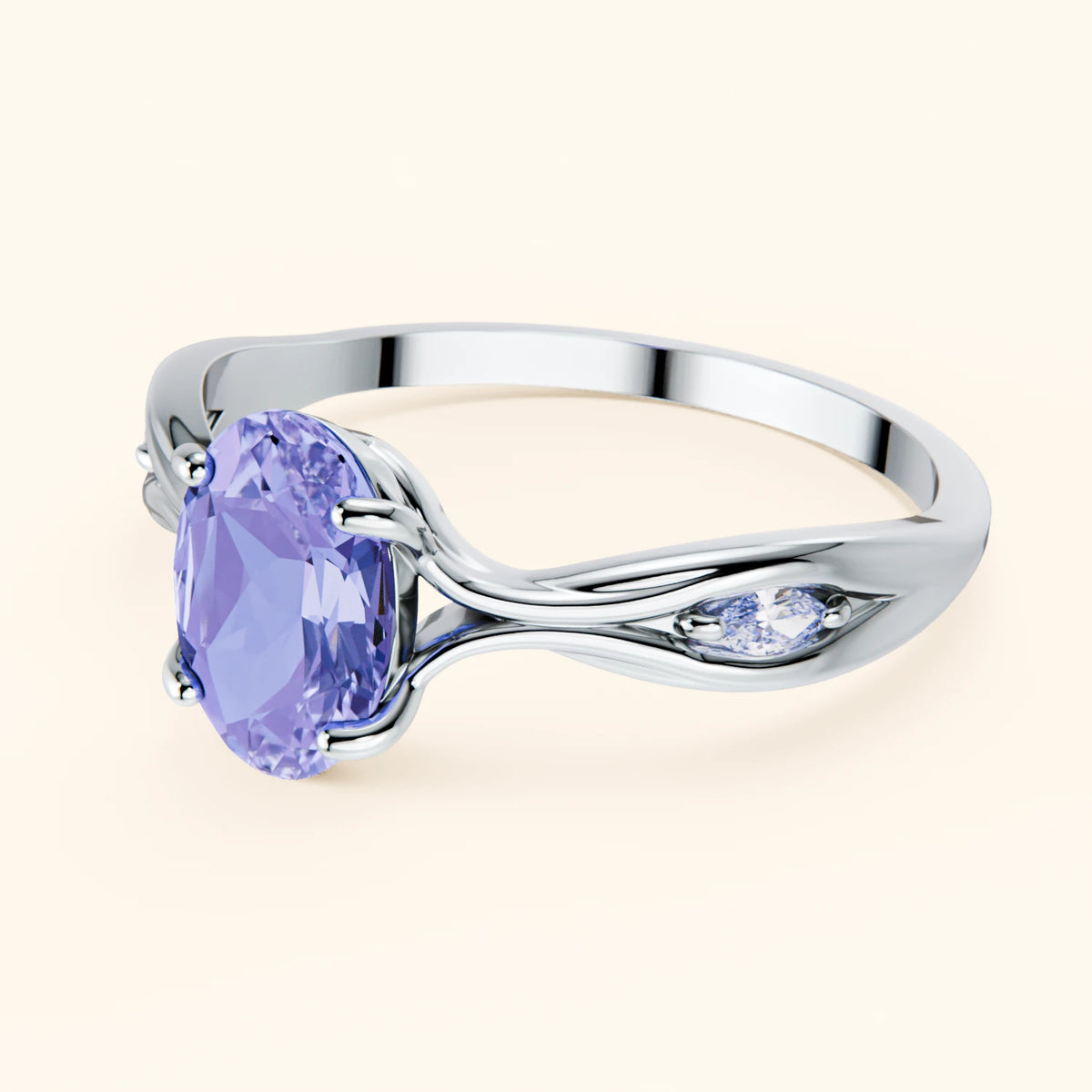Pierścionek zaręczynowy Diademe – Tanzanit 1,45 ct, kamienie boczne: diament naturalny