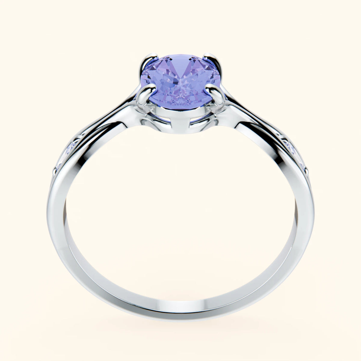 Pierścionek zaręczynowy Diademe – Tanzanit 1,45 ct, kamienie boczne: diament naturalny