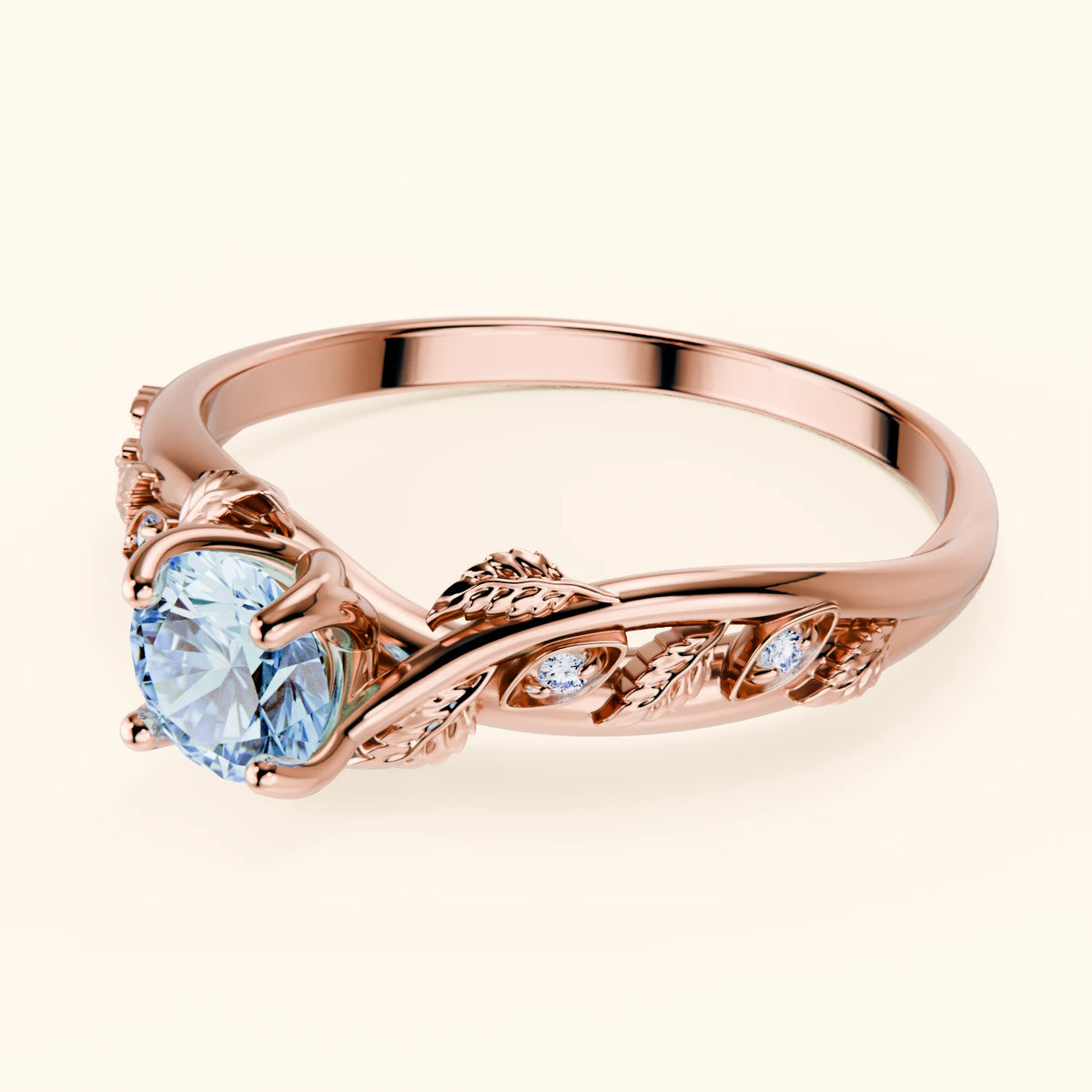 Engagement Ring Frêne - 0.5ct Lab Blue Diamond with Natural Diamond Side Stones
