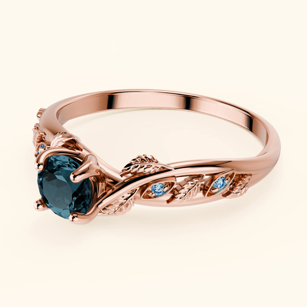 Pierścionek zaręczynowy Frêne – Topaz London Blue 0,50 ct, kamienie boczne: niebieski diament laboratoryjny