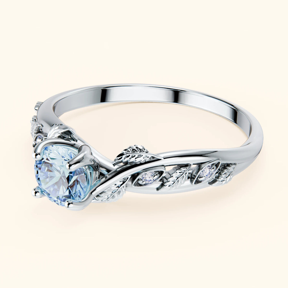 Engagement Ring Frêne - 0.5ct Lab Blue Diamond with Natural Diamond Side Stones