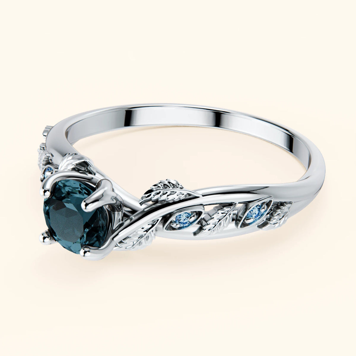 Pierścionek zaręczynowy Frêne – Topaz London Blue 0,50 ct, kamienie boczne: niebieski diament laboratoryjny