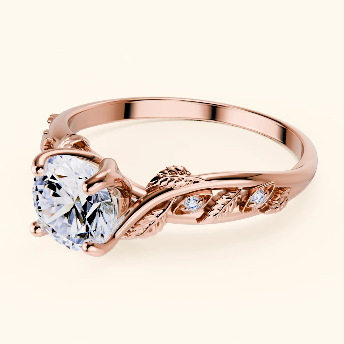 Engagement Ring Frêne - 1ct Lab Diamond with Natural Diamond Side Stones