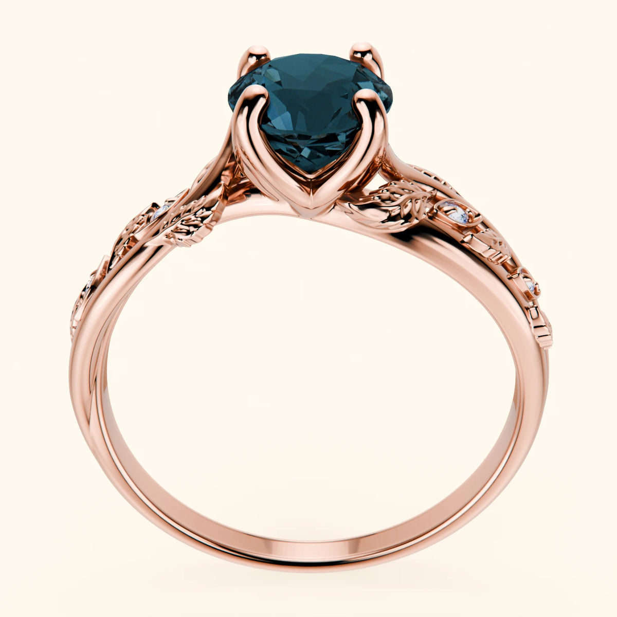 Pierścionek zaręczynowy Frêne – Topaz London Blue 0,85 ct, kamienie boczne: diament naturalny