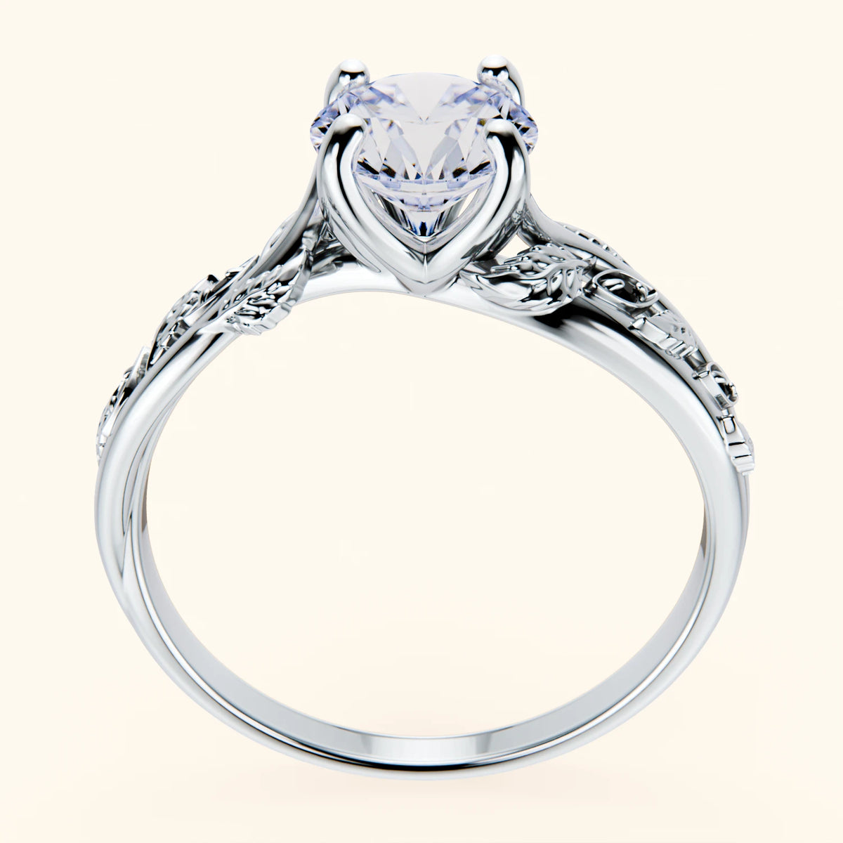 Engagement Ring Frêne - 1ct Lab Diamond with Black Diamond Side Stones