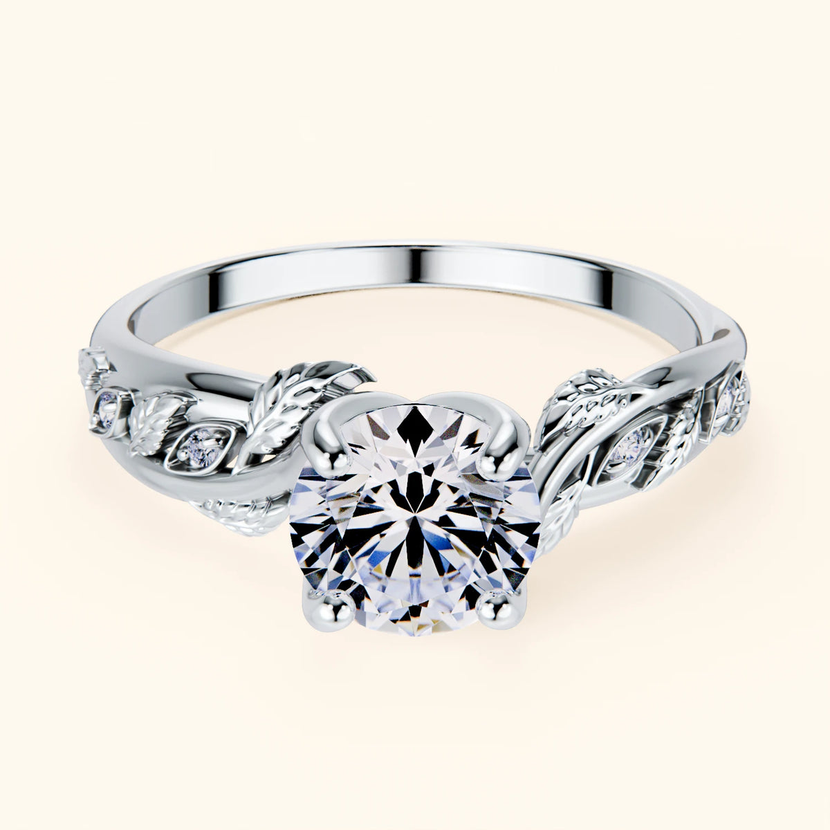 Engagement Ring Frêne - 1ct Lab Diamond with Natural Diamond Side Stones