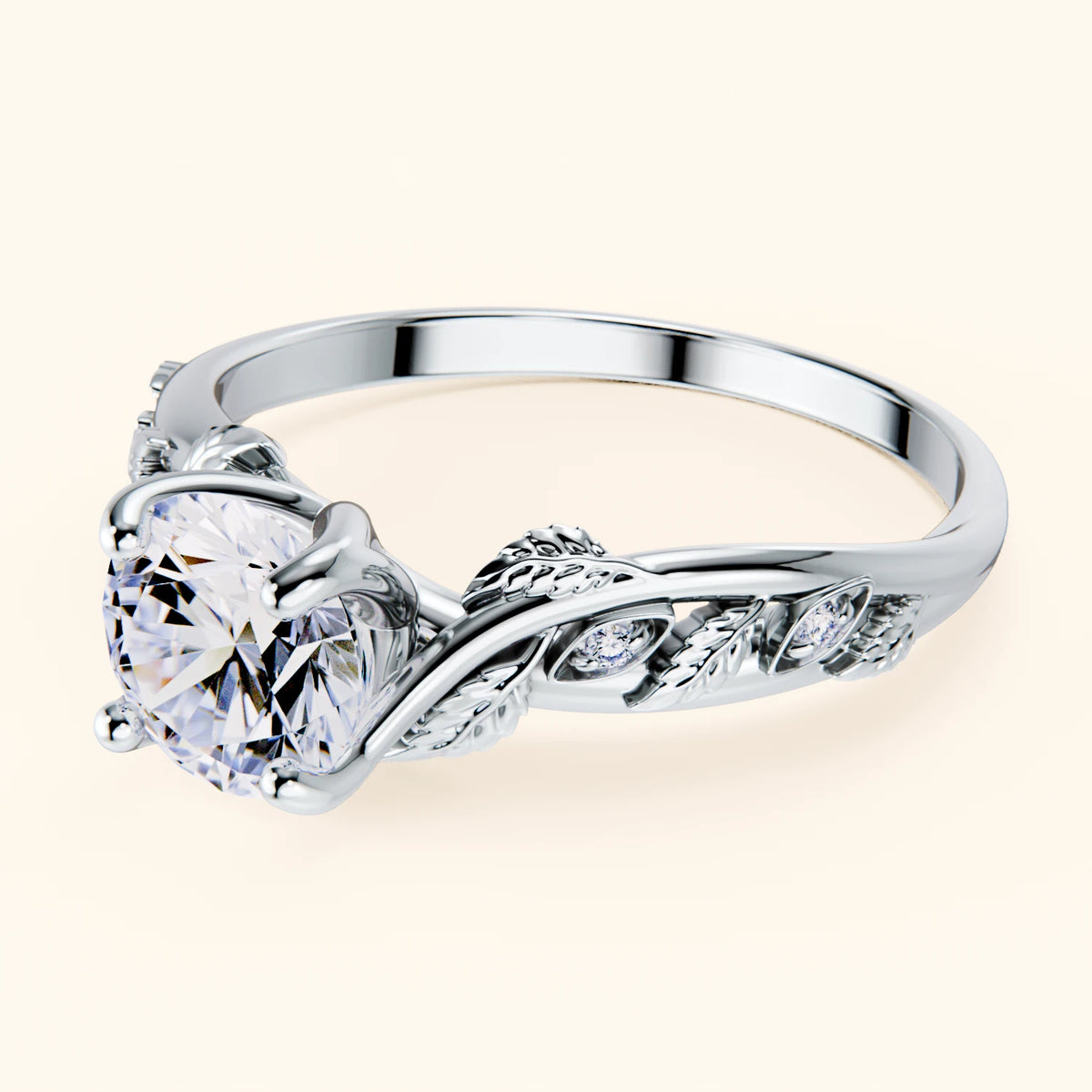 Engagement Ring Frêne - 1ct Lab Diamond with Natural Diamond Side Stones
