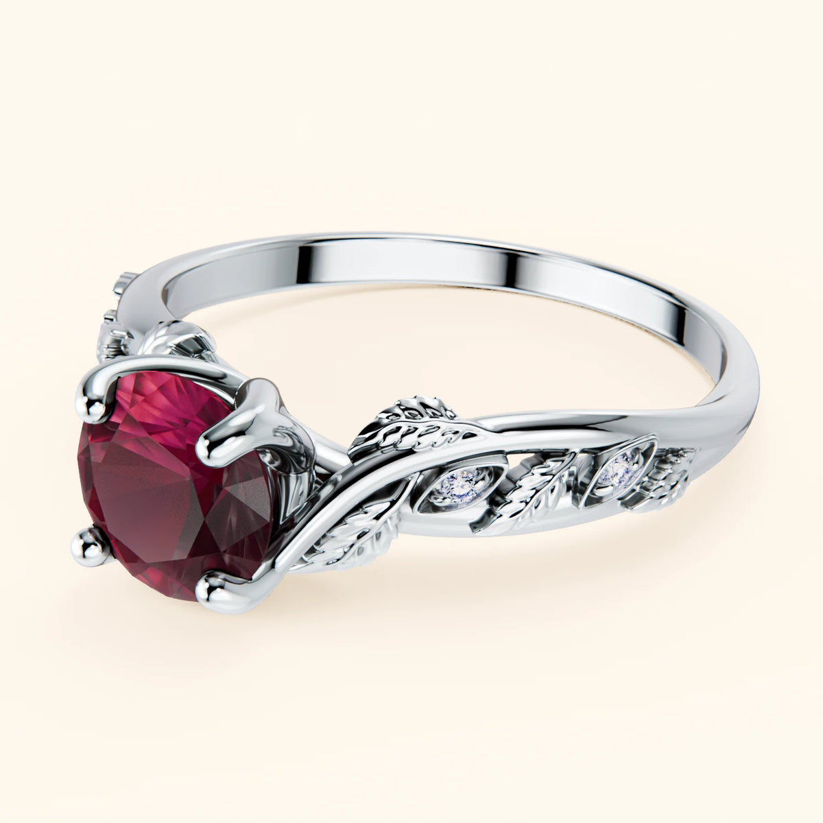 Pierścionek zaręczynowy Frêne – Rubin naturalny 1,10 ct, kamienie boczne: diament naturalny