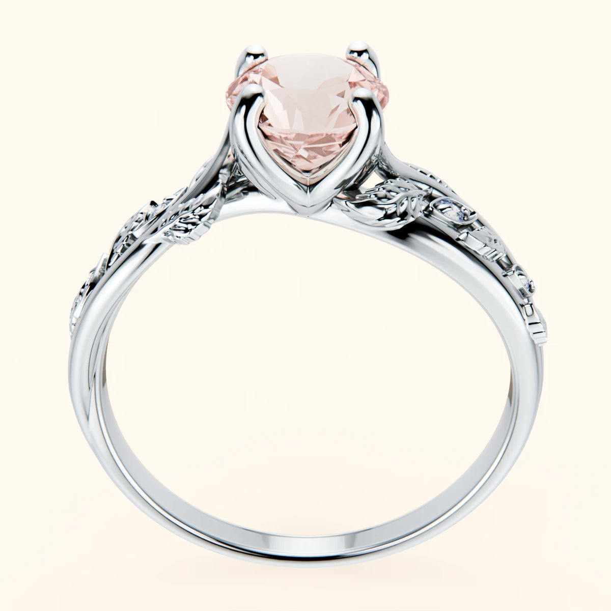 Pierścionek zaręczynowy Frêne – Morganit 0,70 ct, kamienie boczne: diament naturalny