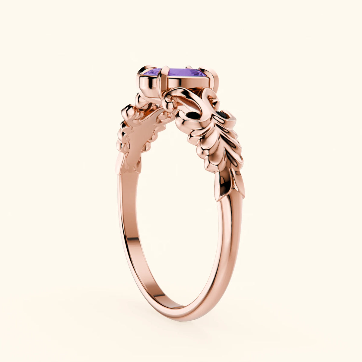 Engagement Ring Menuet - 0.38ct Amethyst with Black Diamond Side Stones