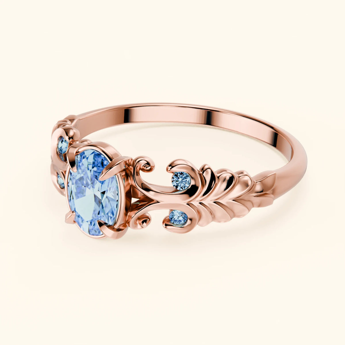 Engagement Ring Menuet - 0.4ct Lab Blue Diamond with Lab Blue Diamond Side Stones