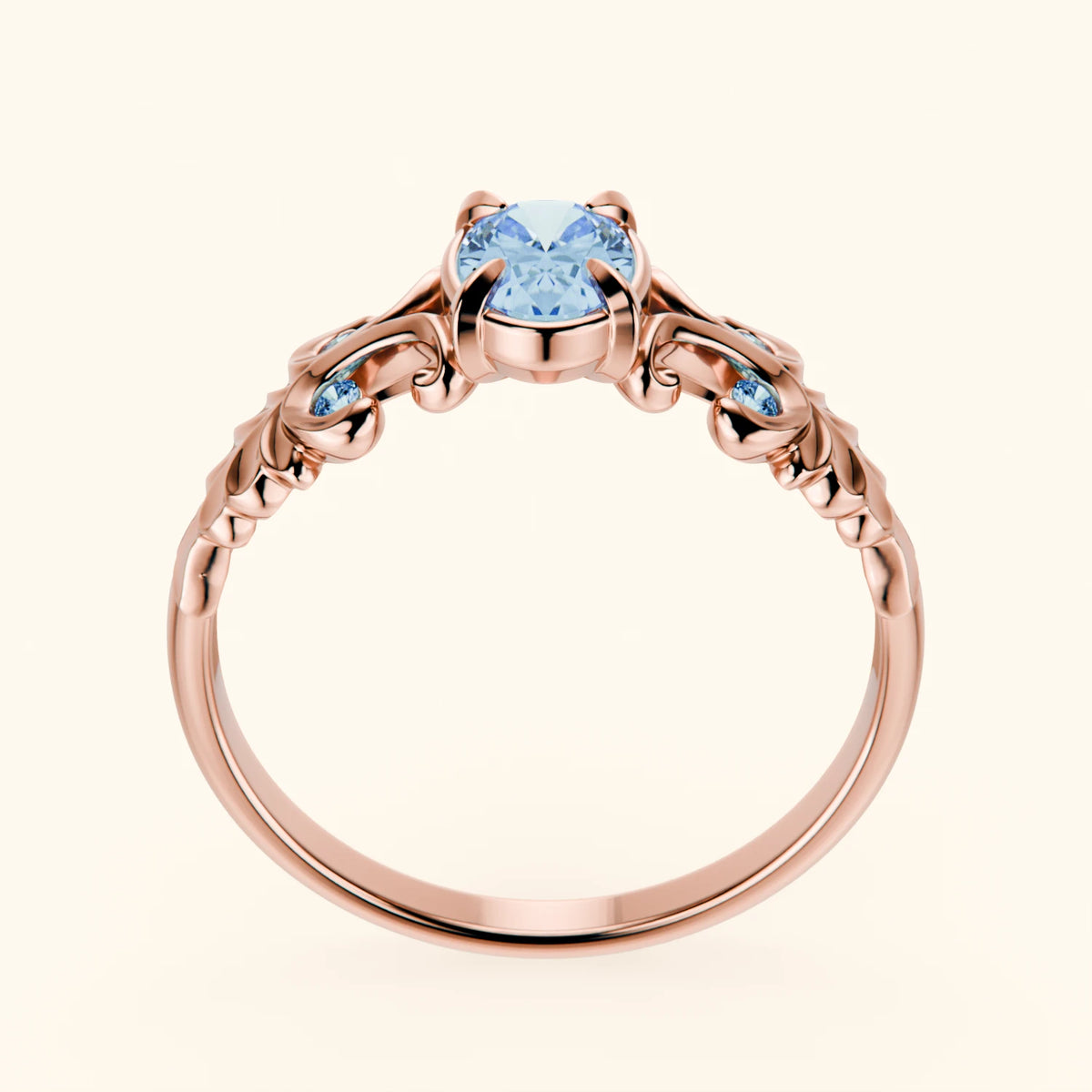 Engagement Ring Menuet - 0.4ct Lab Blue Diamond with Lab Blue Diamond Side Stones
