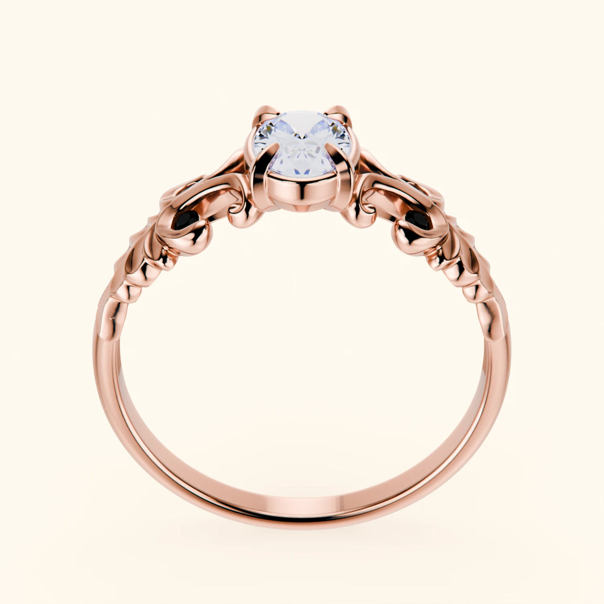 Engagement Ring Menuet - 0.4ct Natural Diamond with Black Diamond Side Stones