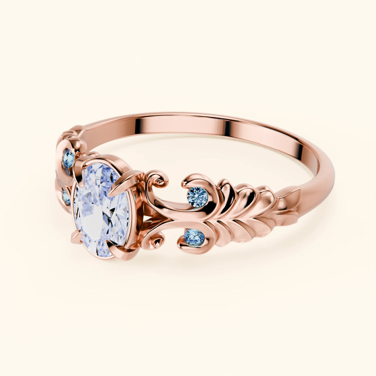 Engagement Ring Menuet - 0.4ct Lab Diamond with Lab Blue Diamond Side Stones