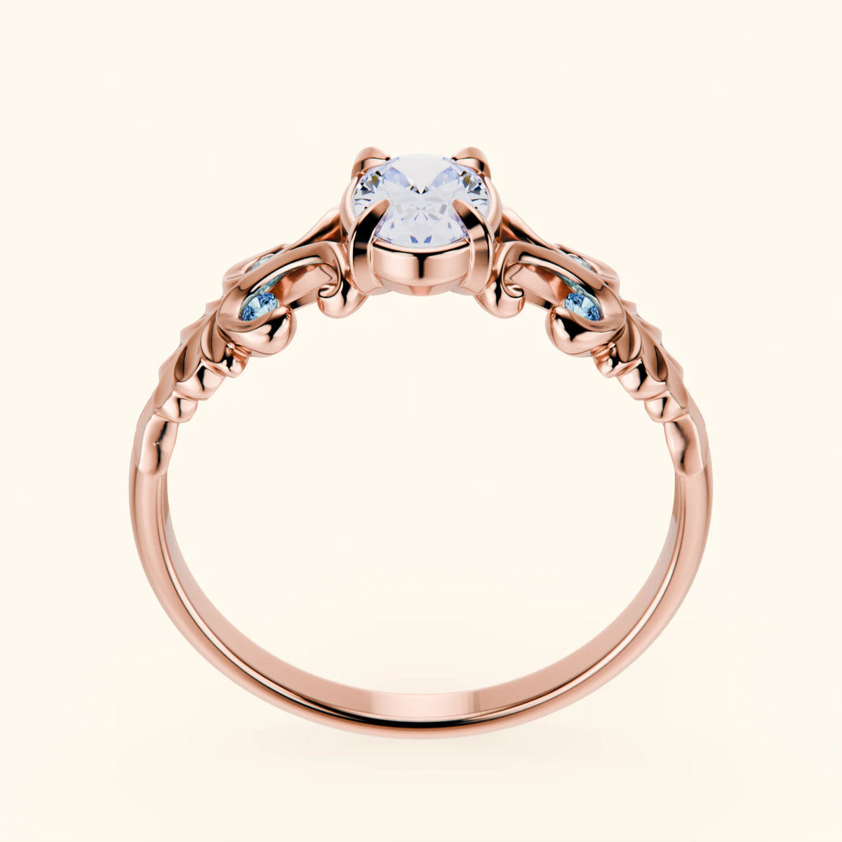 Engagement Ring Menuet - 0.4ct Lab Diamond with Lab Blue Diamond Side Stones