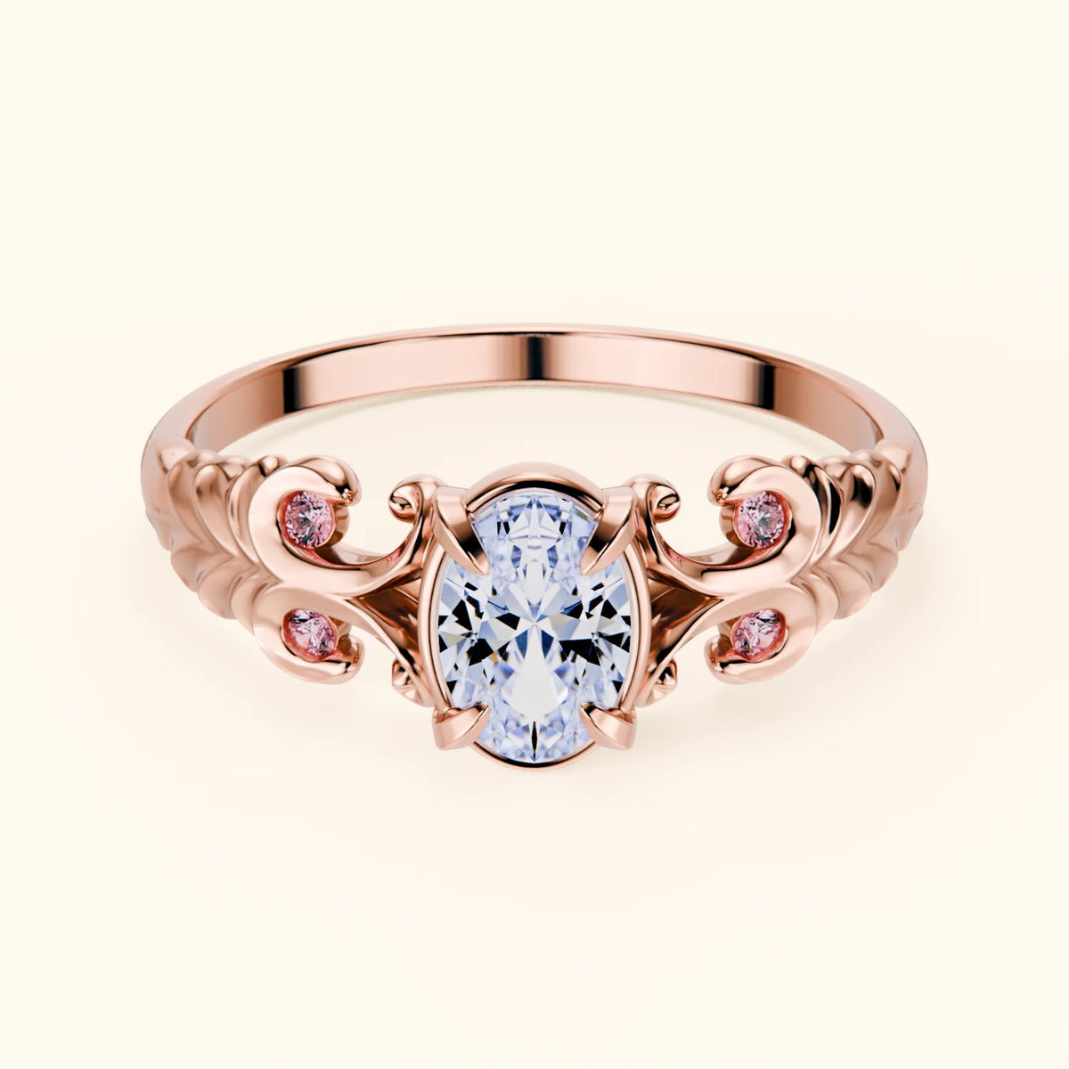 Engagement Ring Menuet - 0.4ct Lab Diamond with Lab Pink Diamond Side Stones