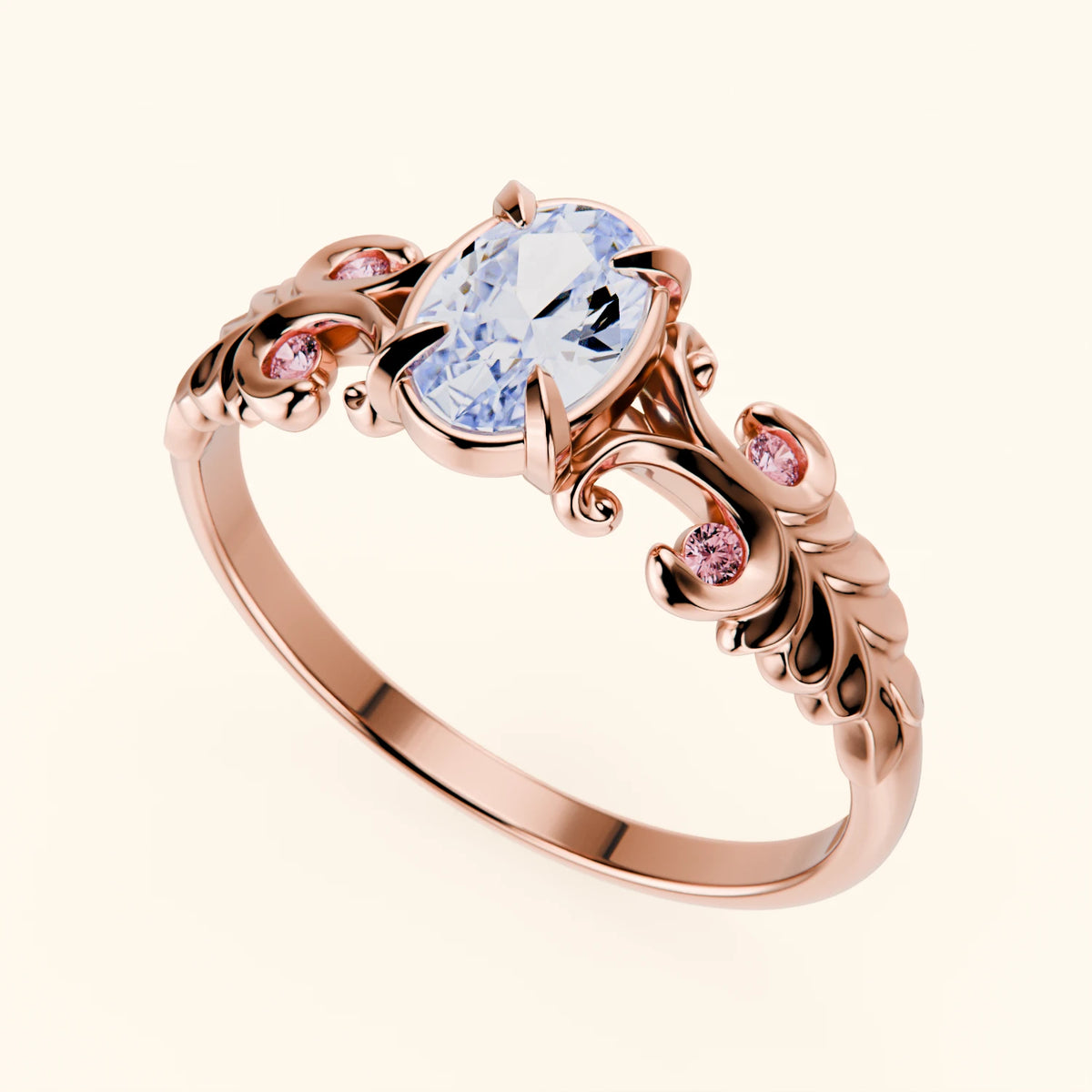 Engagement Ring Menuet - 0.4ct Lab Diamond with Lab Pink Diamond Side Stones