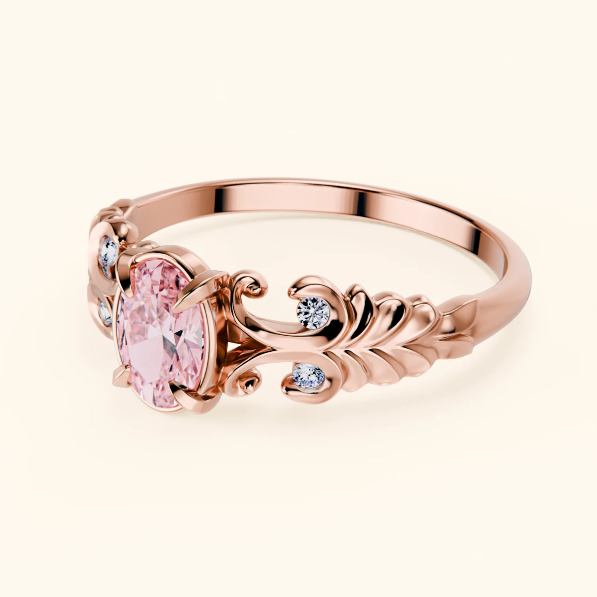 Engagement Ring Menuet - 0.4ct Lab Pink Diamond with Natural Diamond Side Stones