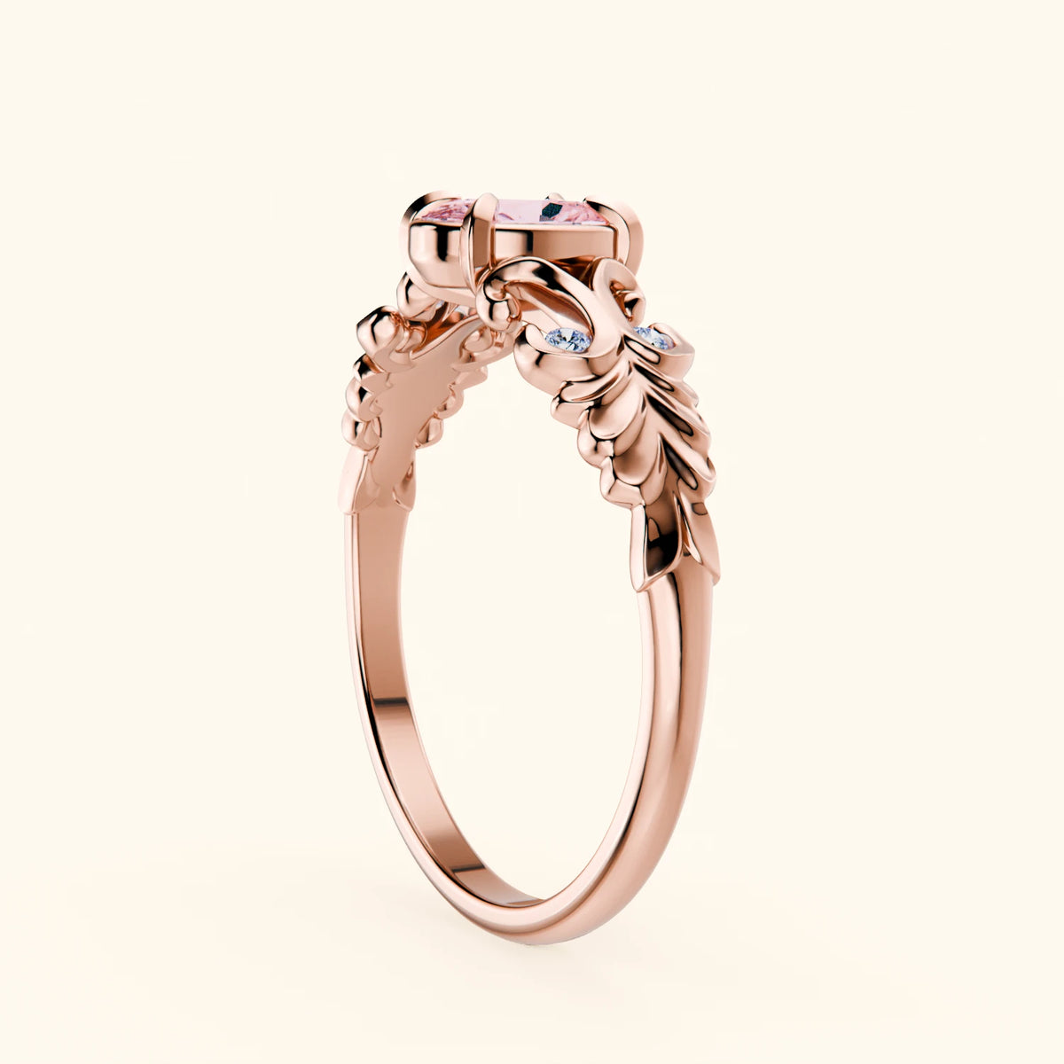Engagement Ring Menuet - 0.4ct Lab Pink Diamond with Natural Diamond Side Stones