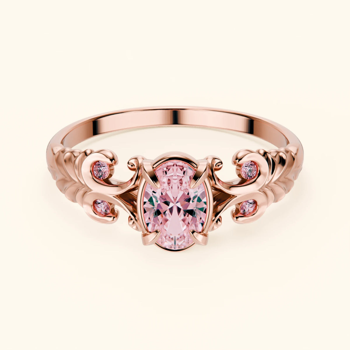 Engagement Ring Menuet - 0.4ct Lab Pink Diamond with Lab Pink Diamond Side Stones