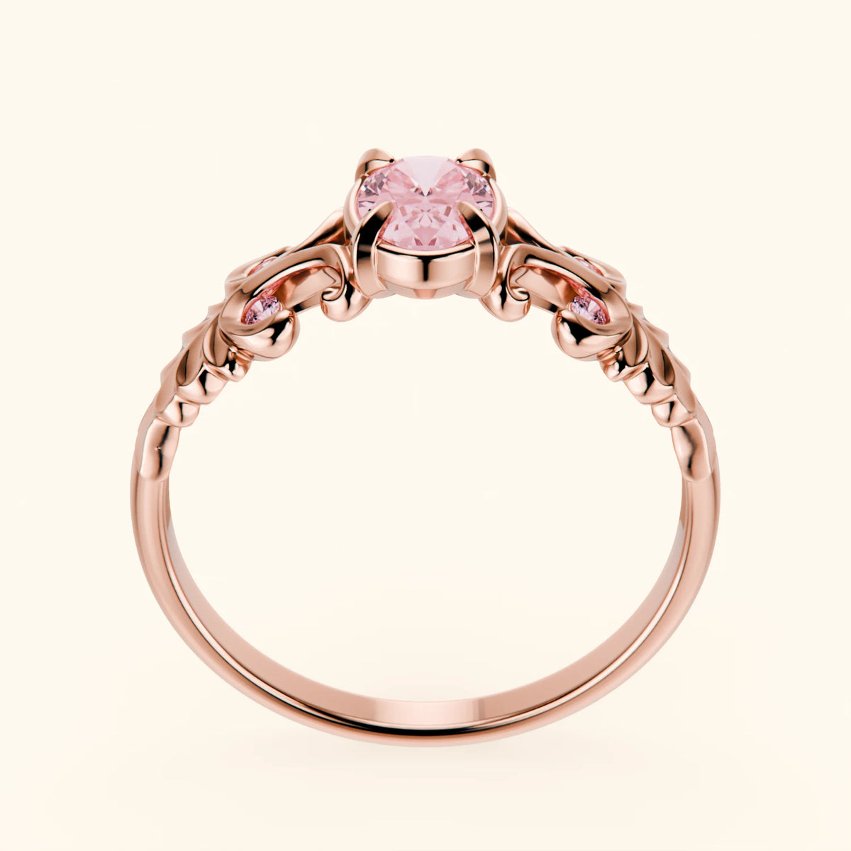 Engagement Ring Menuet - 0.4ct Lab Pink Diamond with Lab Pink Diamond Side Stones