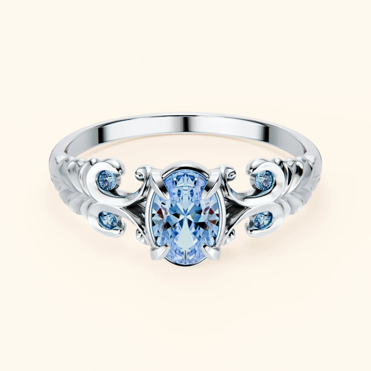 Engagement Ring Menuet - 0.4ct Lab Blue Diamond with Lab Blue Diamond Side Stones